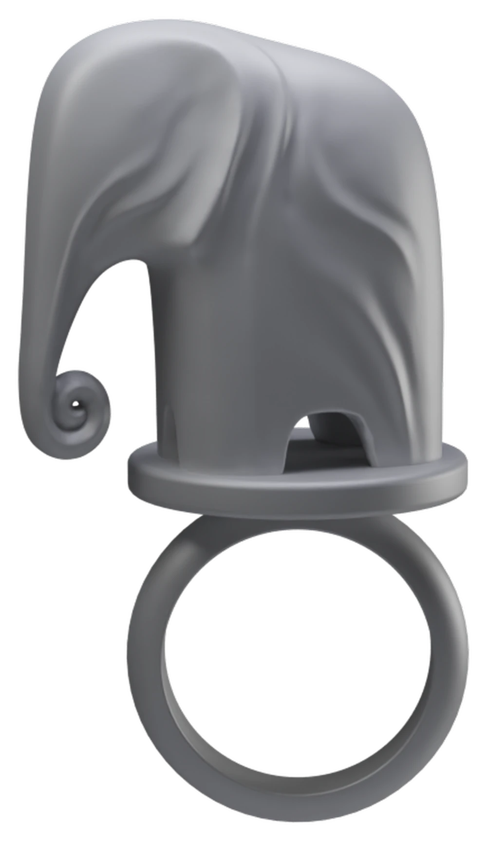 Render, assembled: the elephant, platform and ring merged into a single ring.